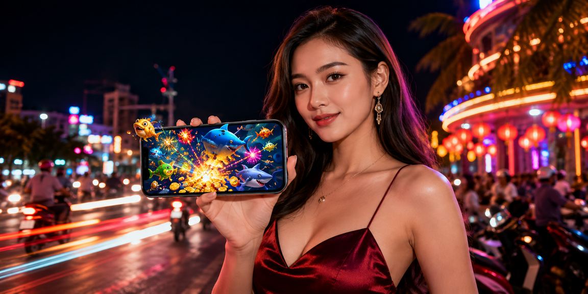 Người chơi sử dụng điện thoại chơi trò chơi câu cá thú vị tại Nha Trang
